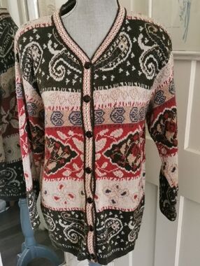 Vintage ILANCO Grampastyle Nordik Cardigan Paisley Cottagecore. Size M